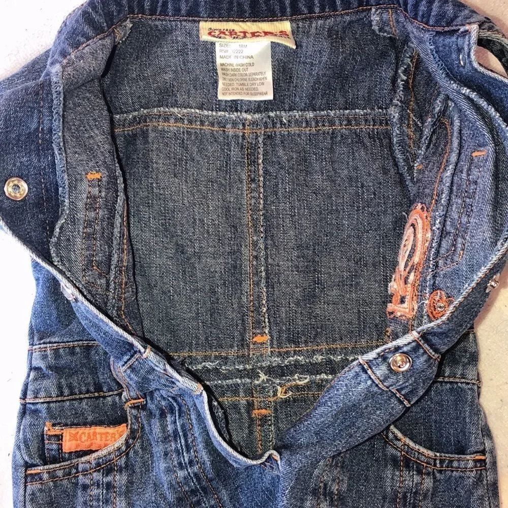 Excellent Vintage Girls 18M Carters Denim Dress